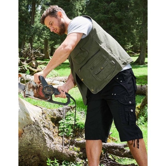 Best South Men's Cargo Shorts, 8 Pockets, Black, Relaxed Fit, Size: 30 Long Knee - Picture 3 of 6